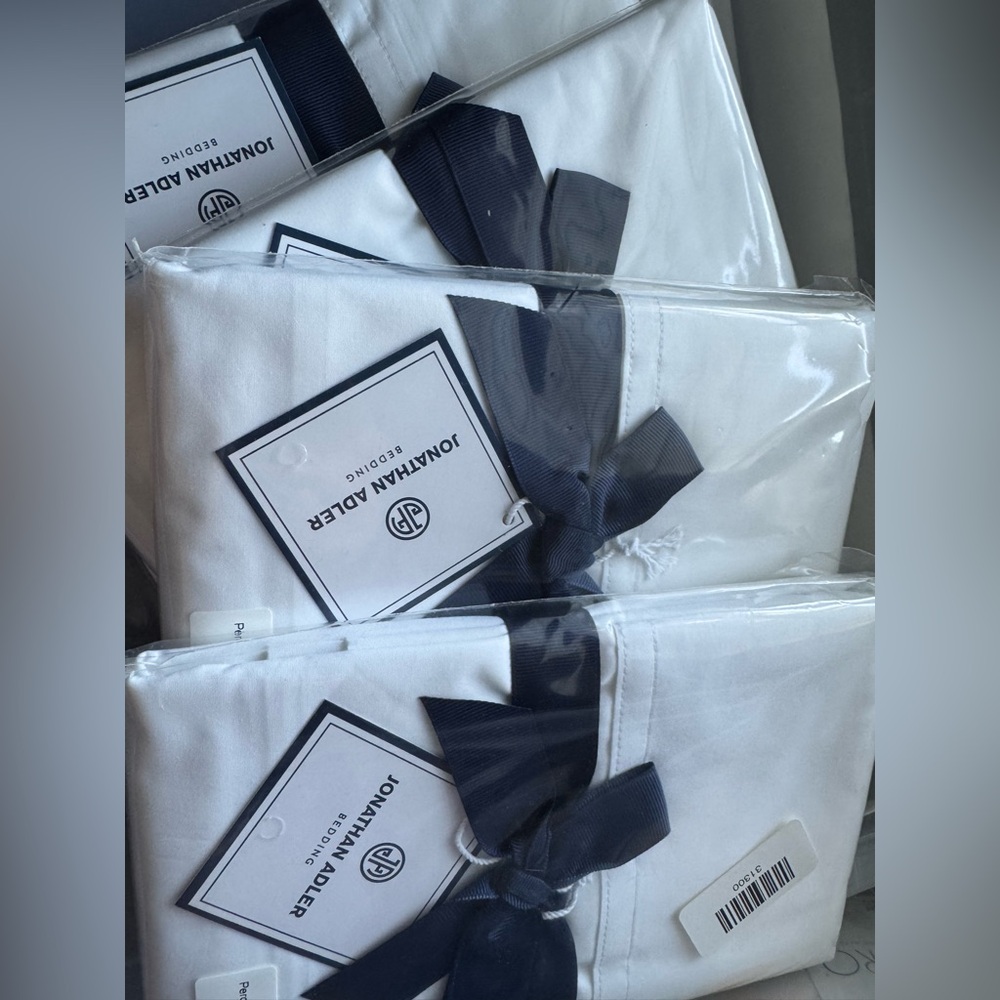Jonathan Adler White Percale Pillowcases set of 2 white standard